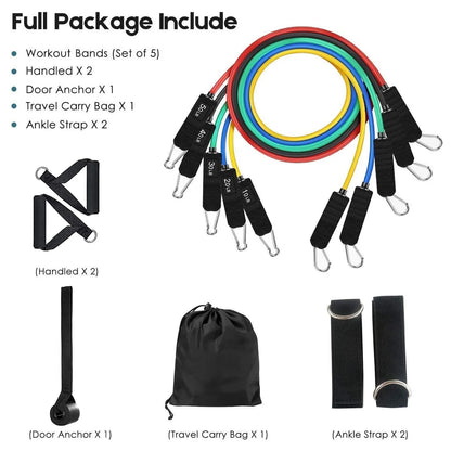 150 lbs Resistance Bands Set with Handles for Strength Training and Home Workouts for Men and Women