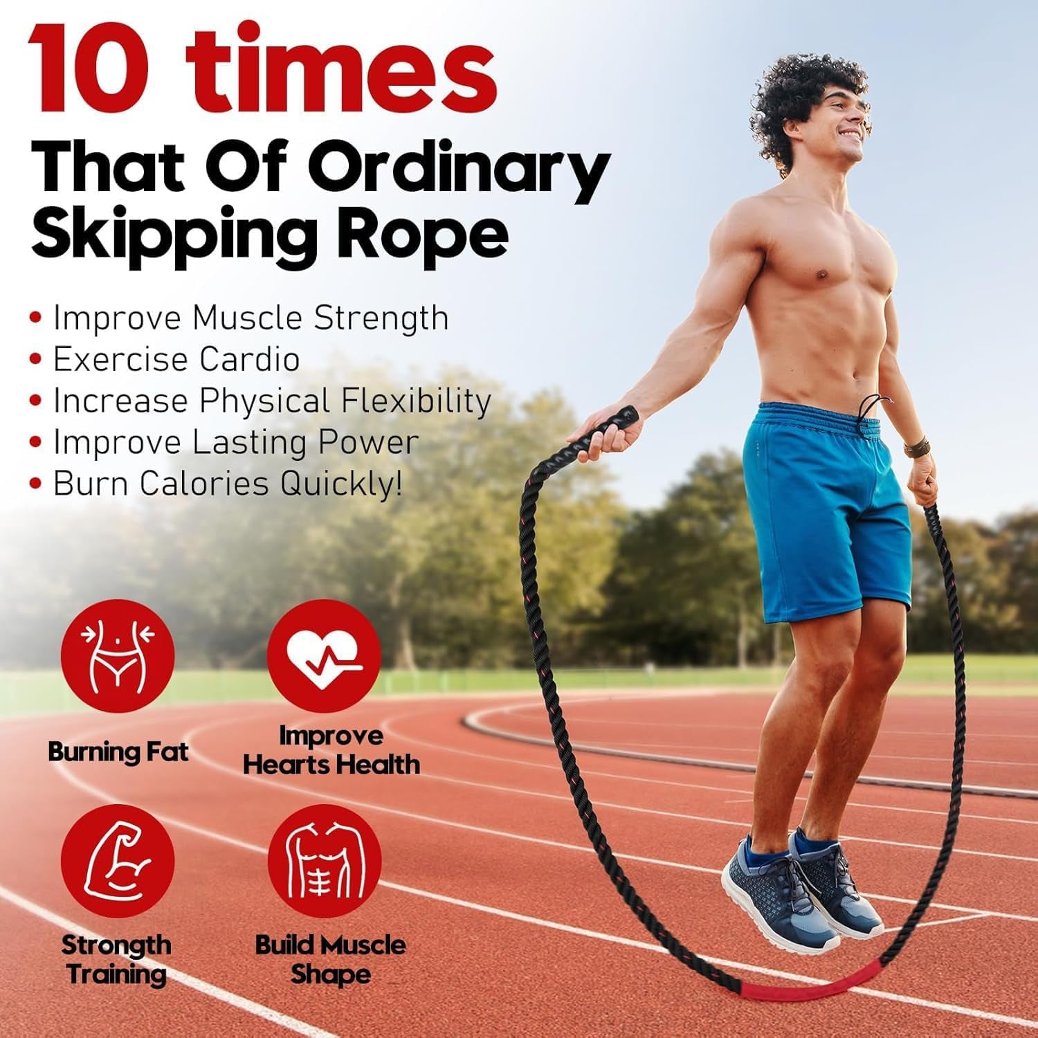 Weighted Jump Rope for Adults - 3Lb, 4Lb, and 5Lb Options for Enhanced Fitness and Strength Training, Ideal for Home Gym Workouts
