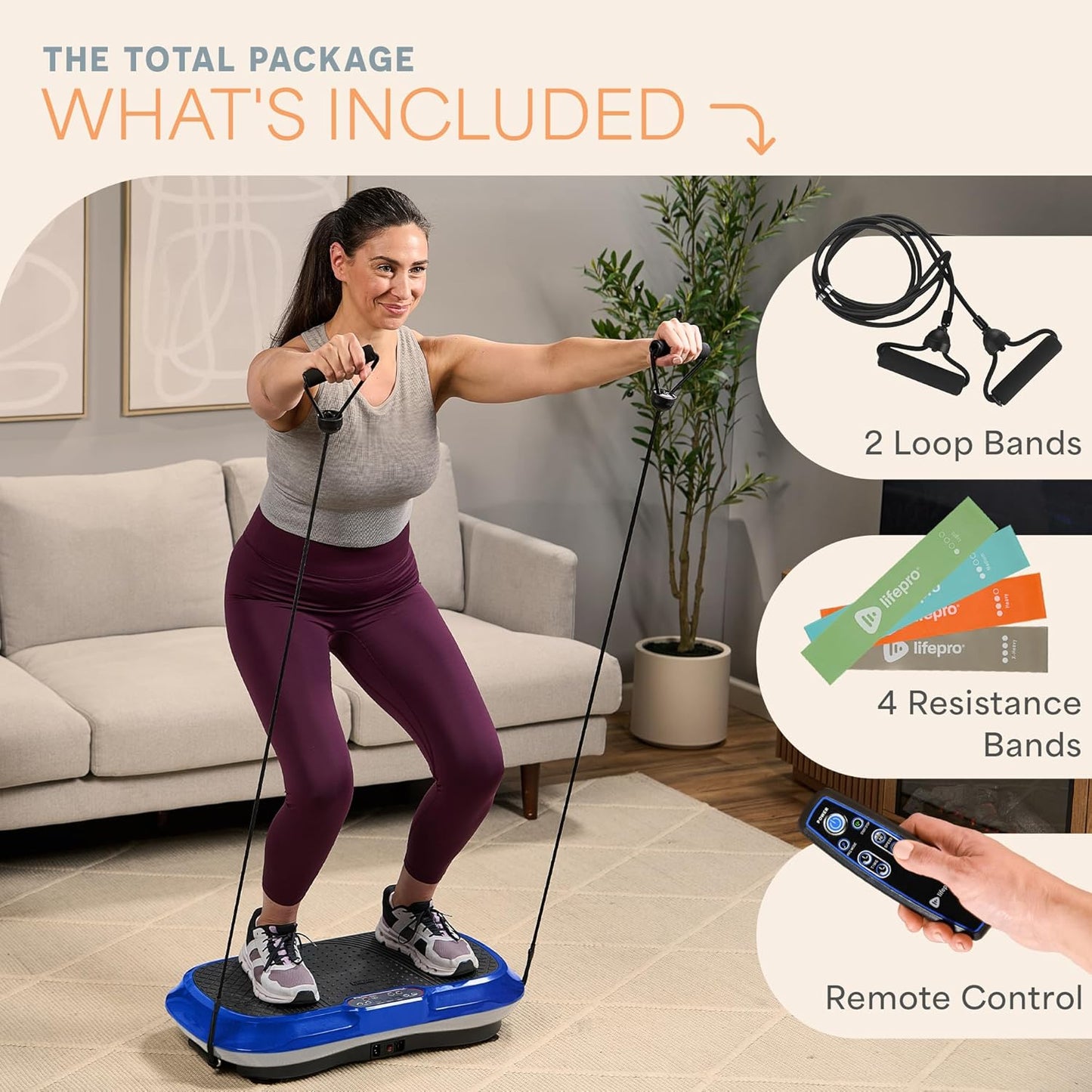 Waver High-Intensity Vibration Plate for Lymphatic Drainage and Full-Body Workouts with Loop Bands – Professional Fitness Equipment for Strength and Toning