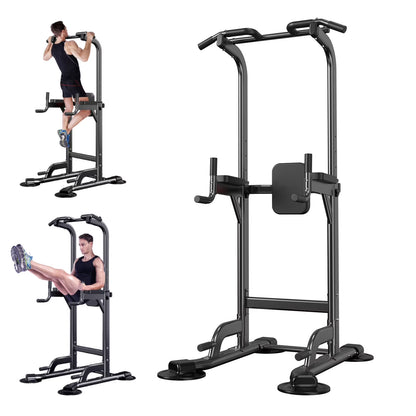 Adjustable Height Power Tower for Pull-Ups and Dips - Multi-Function Strength Training Station for Home Gym