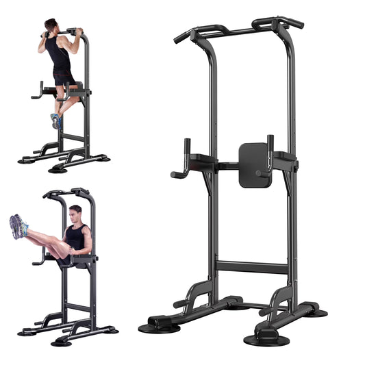 Adjustable Height Power Tower for Pull-Ups and Dips - Multi-Function Strength Training Station for Home Gym