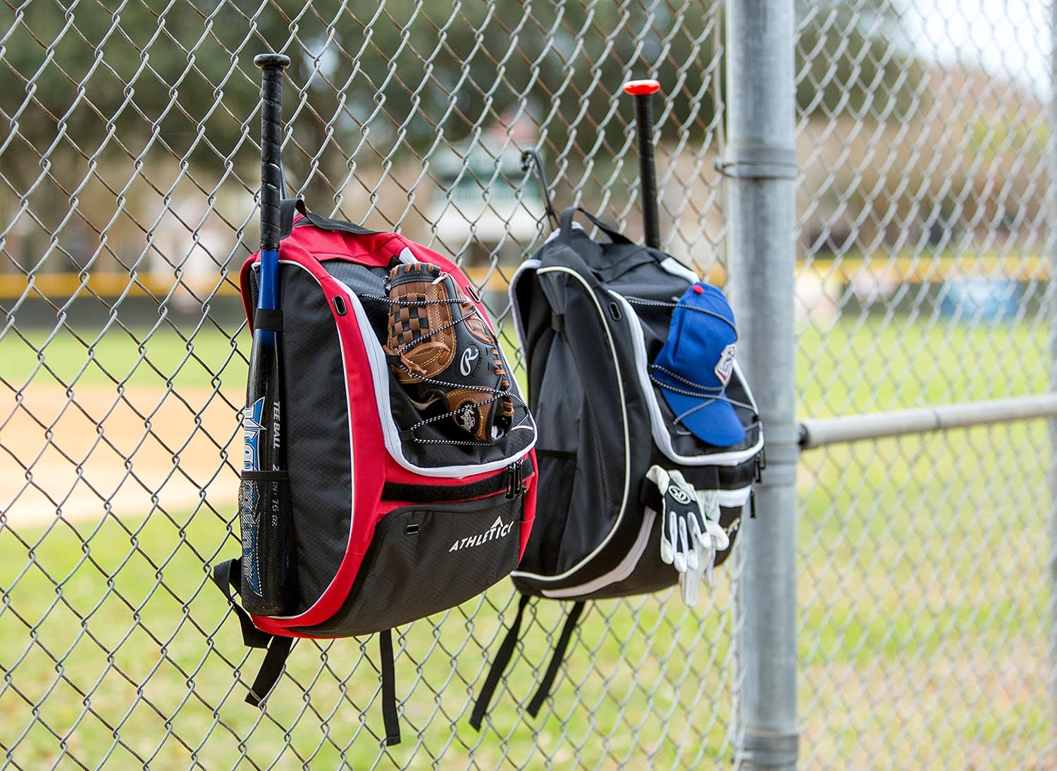 Baseball Bat Backpack - Versatile Gear Bag for Baseball, T-Ball, and Softball Equipment for All Ages | Accommodates Bat, Helmet, Glove, and Footwear | Includes Shoe Compartment and Fence Hook
