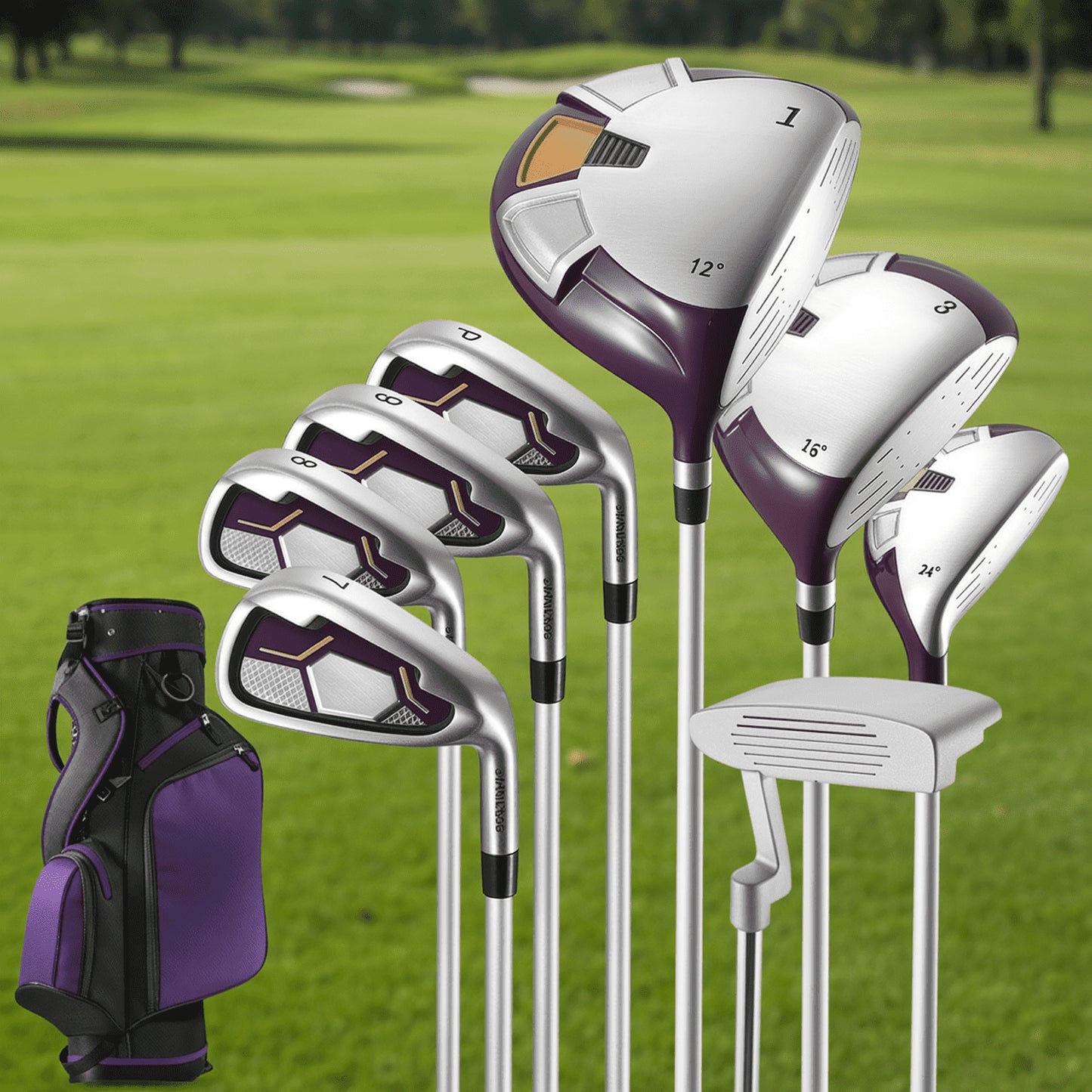 Comprehensive Golf Club Set: 8 Clubs for Men and Women with Right-Handed True Temper Steel Shafts, Putter, Stand Bag, and Bonus 3-Hybrid Head