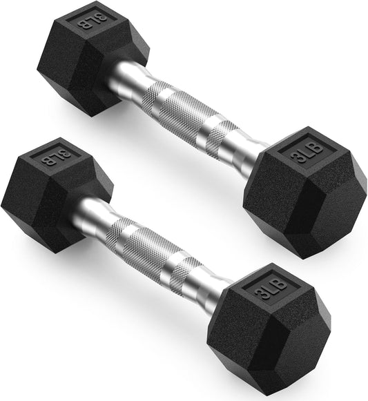 HEX Dumbbell Set (2.5-125 lbs) - Rubber Encased Weights for Home Gym, Ideal for Strength Training for Men and Women