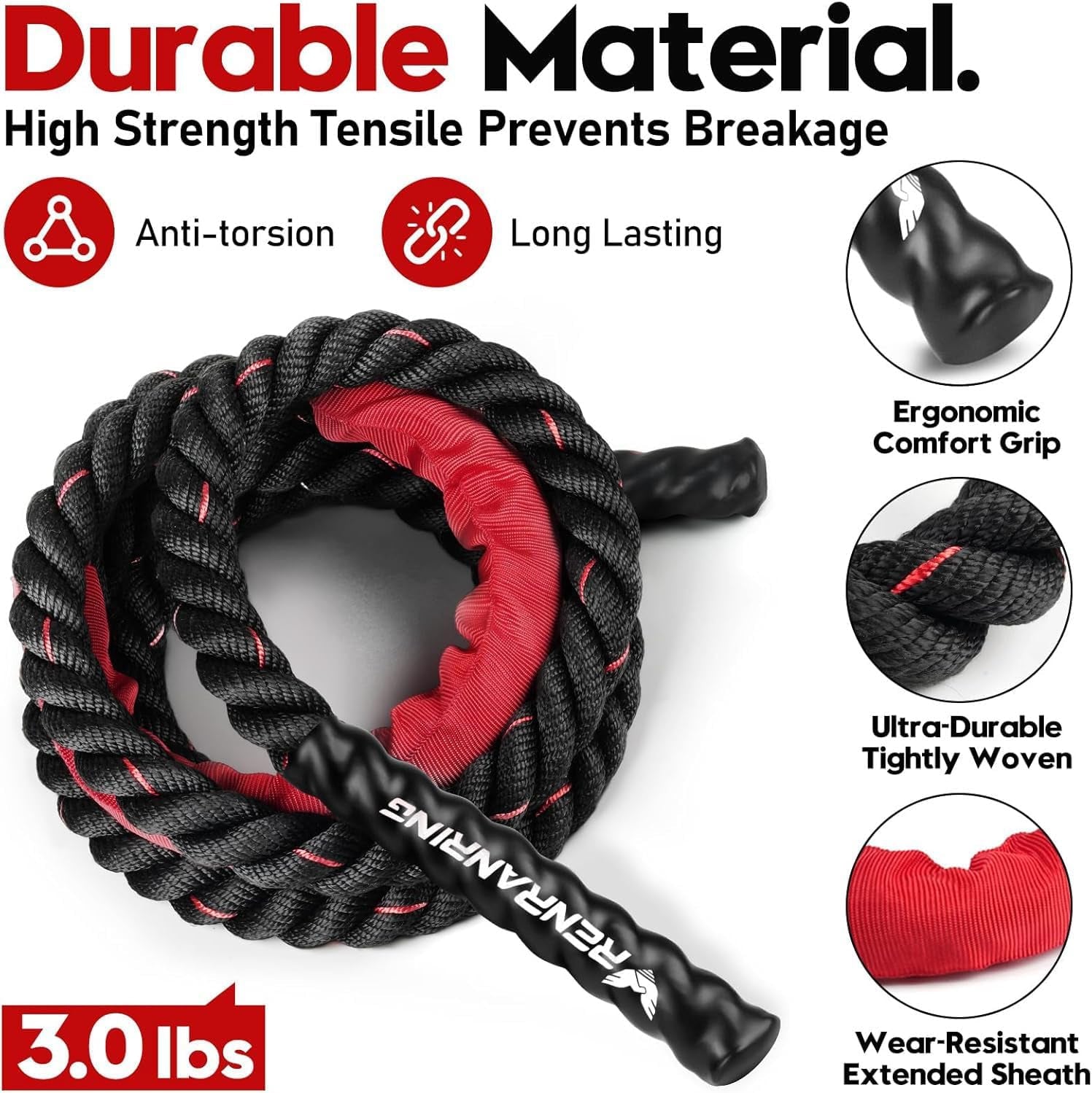 Weighted Jump Rope for Adults - 3Lb, 4Lb, and 5Lb Options for Enhanced Fitness and Strength Training, Ideal for Home Gym Workouts
