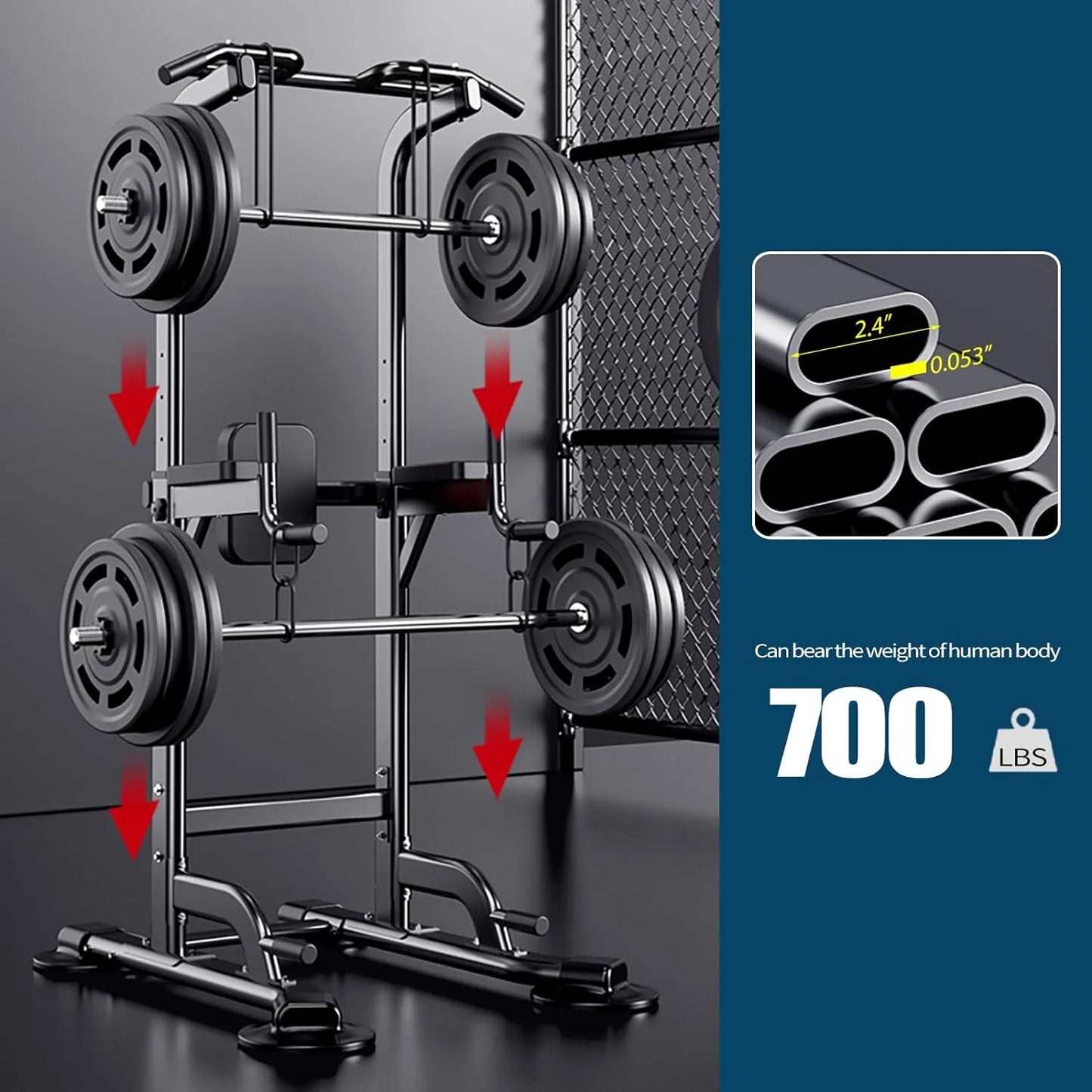 Adjustable Height Power Tower for Pull-Ups and Dips - Multi-Function Strength Training Station for Home Gym