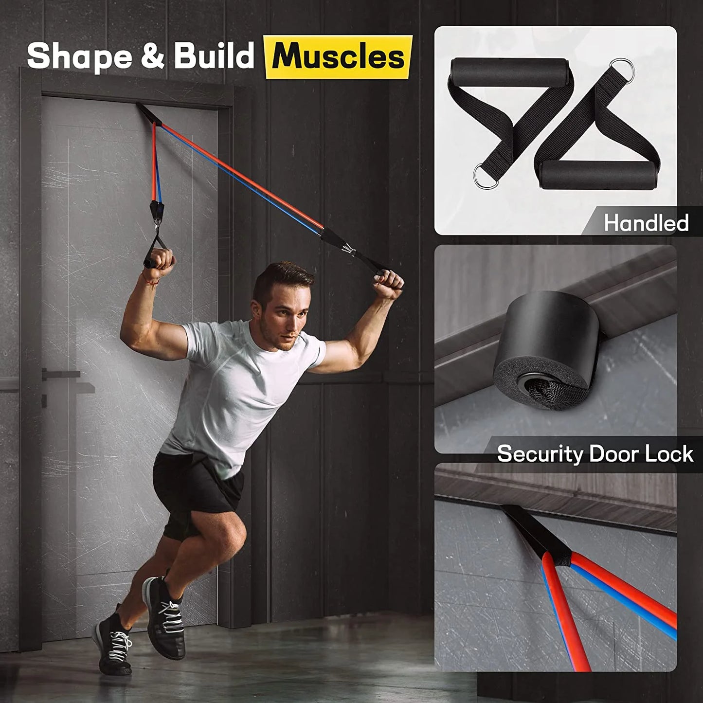 150 lbs Resistance Bands Set with Handles for Strength Training and Home Workouts for Men and Women