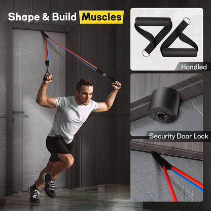 150 lbs Resistance Bands Set with Handles for Strength Training and Home Workouts for Men and Women