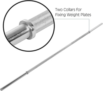 5FT Olympic Barbell Weight Set for Weightlifting and Powerlifting, Strength Training Equipment with Two Spring Collars for Home Gym Fitness (A-Silver-5Ft)