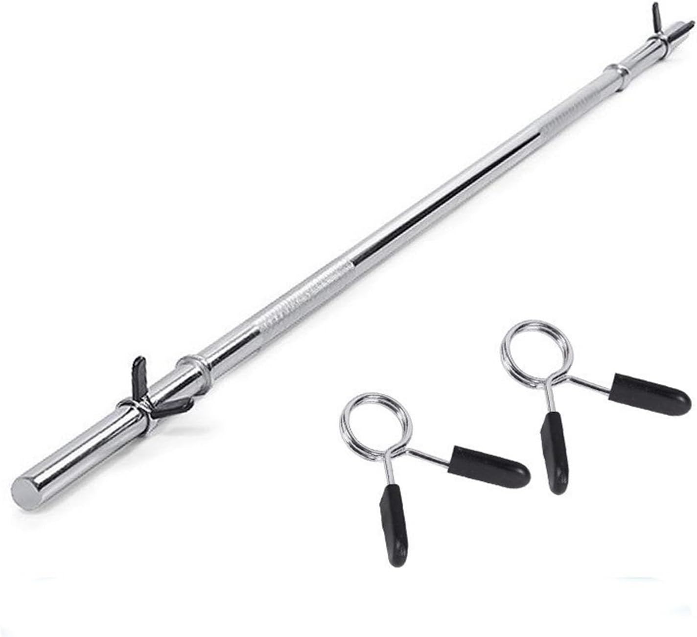 5FT Olympic Barbell Weight Set for Weightlifting and Powerlifting, Strength Training Equipment with Two Spring Collars for Home Gym Fitness (A-Silver-5Ft)