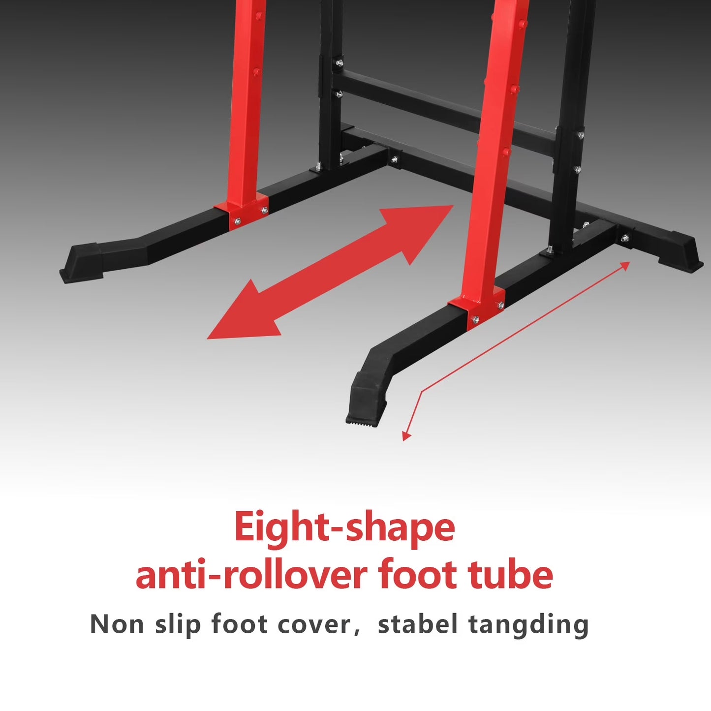 Multi-Function Power Tower with Dip Stands, Pull-Up Bars, and Squat Bar for Home Gym Strength Training - Red