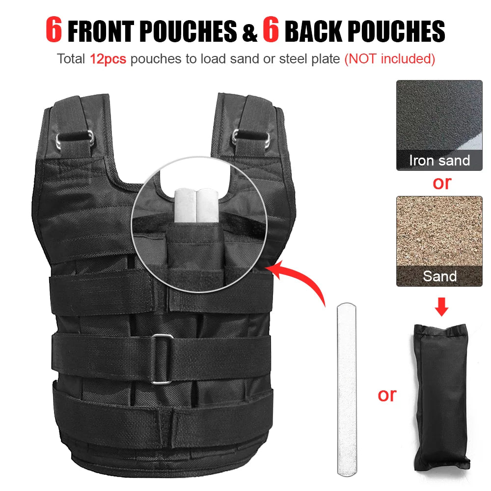 Adjustable Oxford Weighted Vest for Strength Training - 110LB Maximum Load (Weights Not Included)