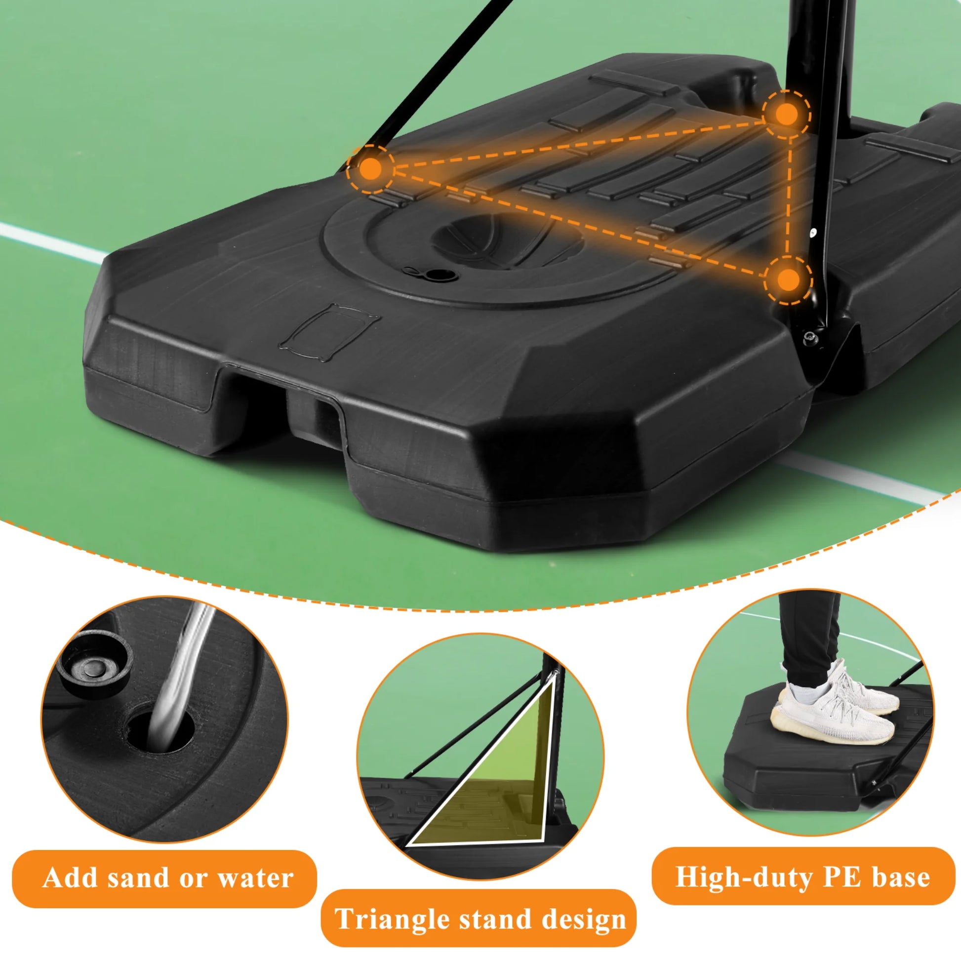 44-Inch Portable Basketball Hoop System with Adjustable Height, Large Backboard, and Stable Base for Indoor and Outdoor Use for All Ages