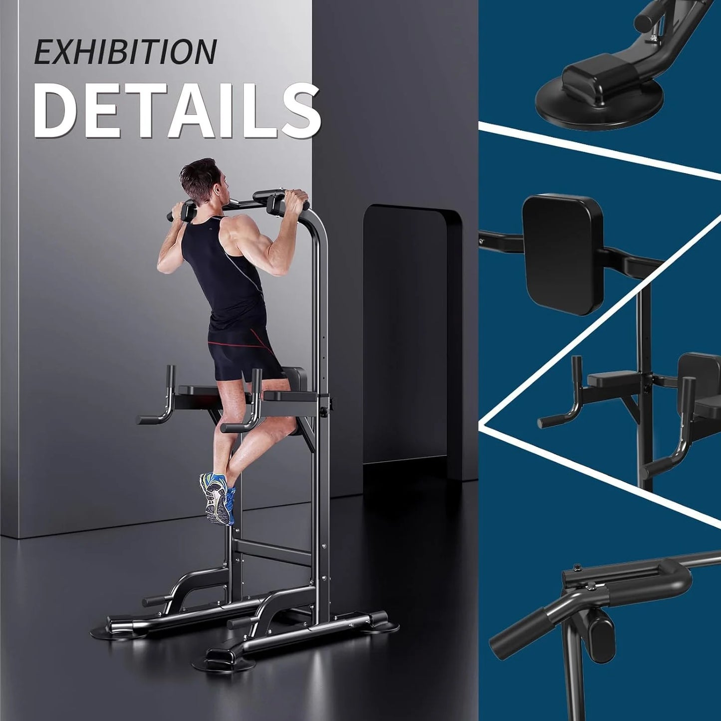 Adjustable Height Power Tower for Pull-Ups and Dips - Multi-Function Strength Training Station for Home Gym