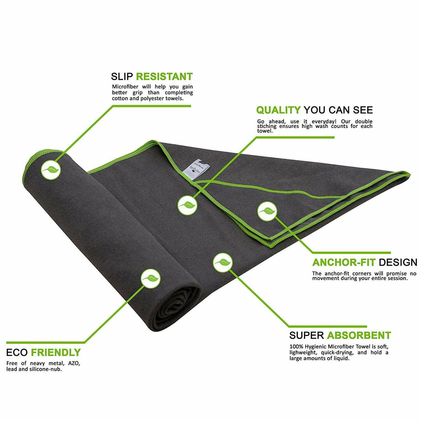 Premium Eco-Friendly Yoga Mat Towel - Non-Slip, Ultra-Soft, Sweat-Absorbent, Quick-Drying