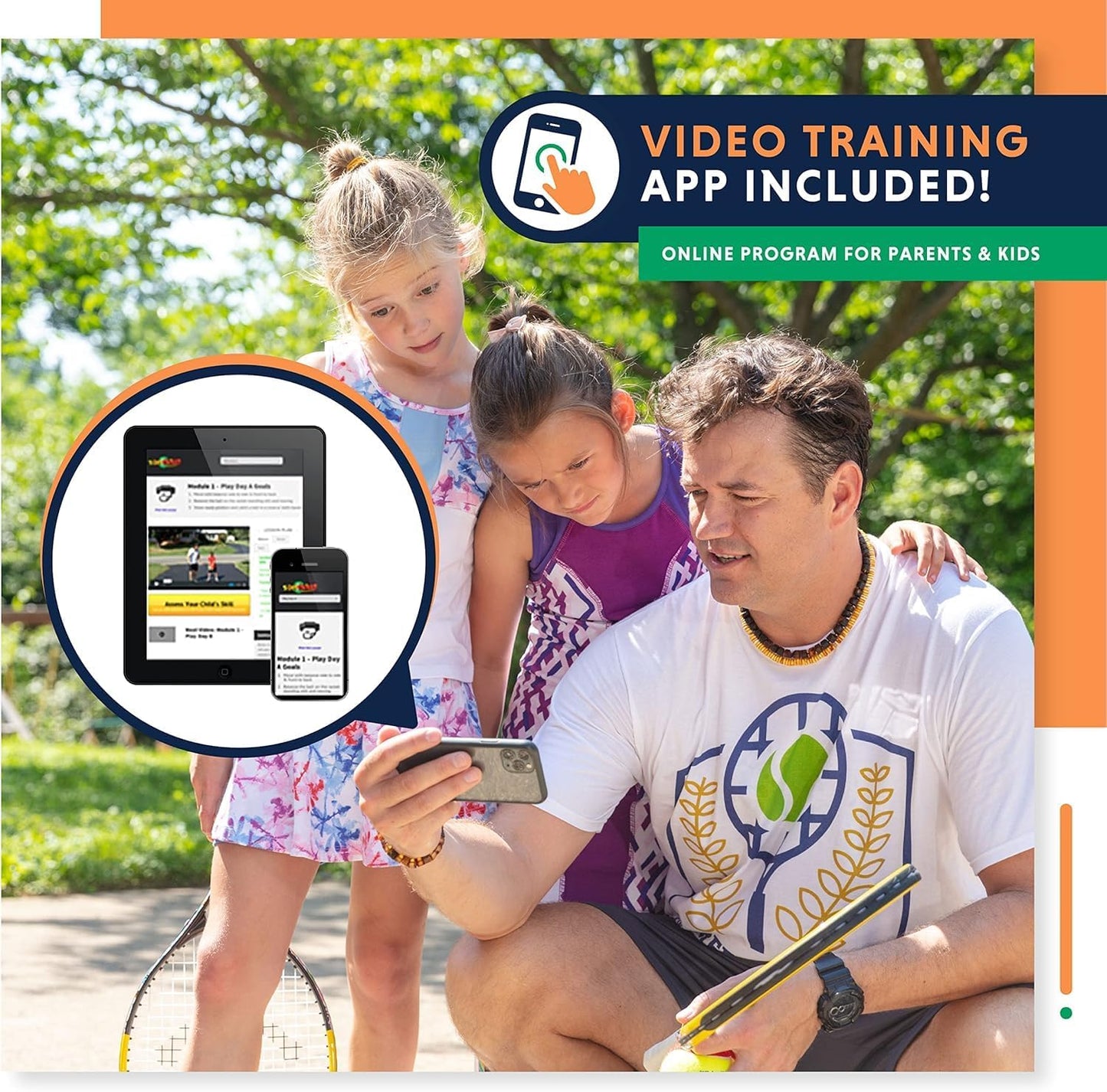 Professional Youth Tennis Racket with Training Videos – Aluminum Construction and Neoprene Handle for Ages 5-12 – Enhance Skills and Performance