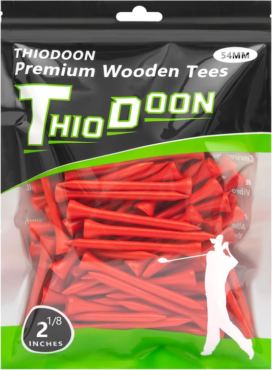 Professional Natural Wood Golf Tees Set of 100 - Available in Multiple Colors and Sizes (3-1/4 Inch, 2-3/4 Inch, 2-1/8 Inch) - Bulk Pack Designed to Minimize Side Spin and Friction