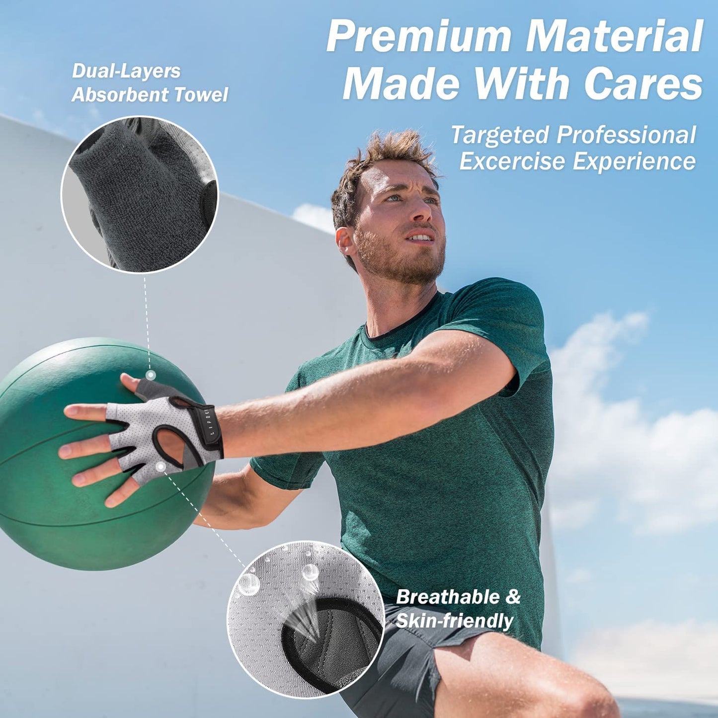 Freedom Workout Gloves - Fingerless Knuckle Weight Lifting Gloves with Curved Open Back for Powerlifting and Gym Use for Men and Women