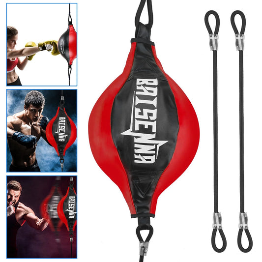 Double End Ball - Leather Boxing Speed Training Ball for Gym Use, Includes Cord for Stress Relief and Exercise, Suitable for Adults and Teenagers