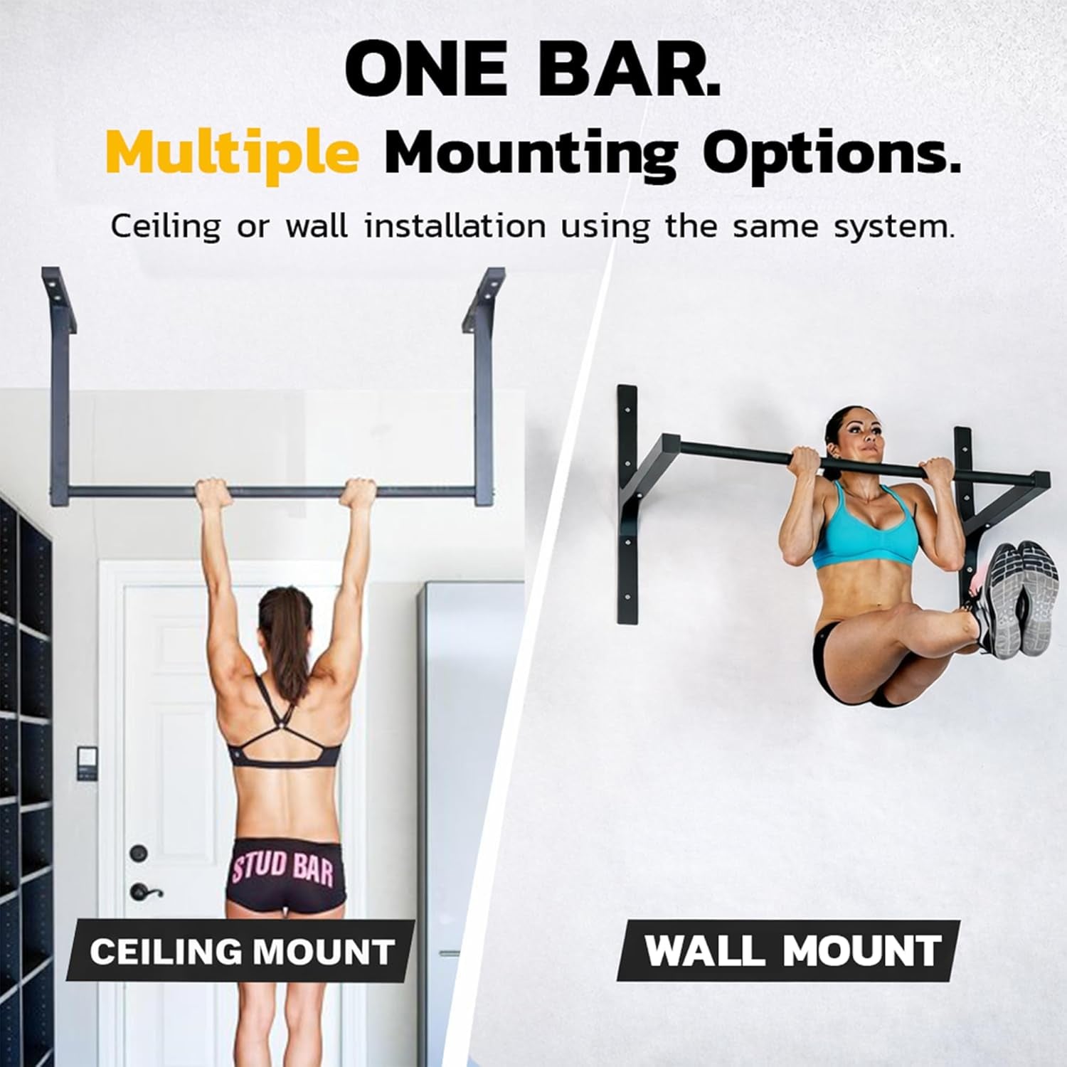 Professional-Grade Heavy-Duty Pull-Up Bar – Ceiling or Wall Mounted – Durable Steel Construction, 600 lb Capacity – Designed for 9 Ft Ceilings