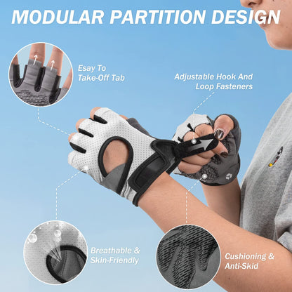Freedom Workout Gloves - Fingerless Knuckle Weight Lifting Gloves with Curved Open Back for Powerlifting and Gym Use for Men and Women