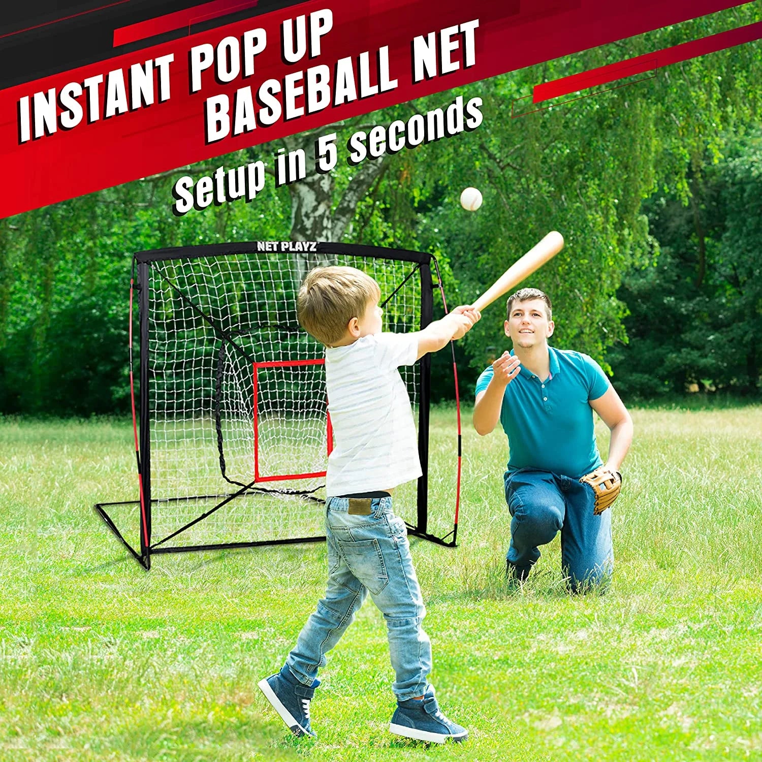 5' x 5' Baseball and Softball Practice Hitting and Pitching Net - Ideal for All Skill Levels