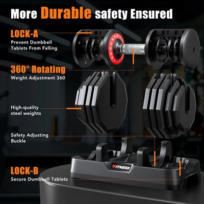 Adjustable Dumbbell Set, 160 lbs (80 lbs x 2), 16-in-1 Quick-Select Weight Range from 5 to 80 lbs for Comprehensive Home Workouts