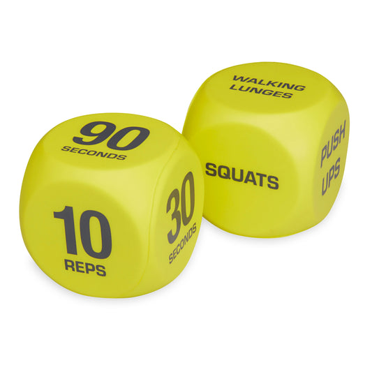 Foam 6-Sided Exercise Workout Dice - Set of 2, Yellow, Suitable for Adults Ages 18+