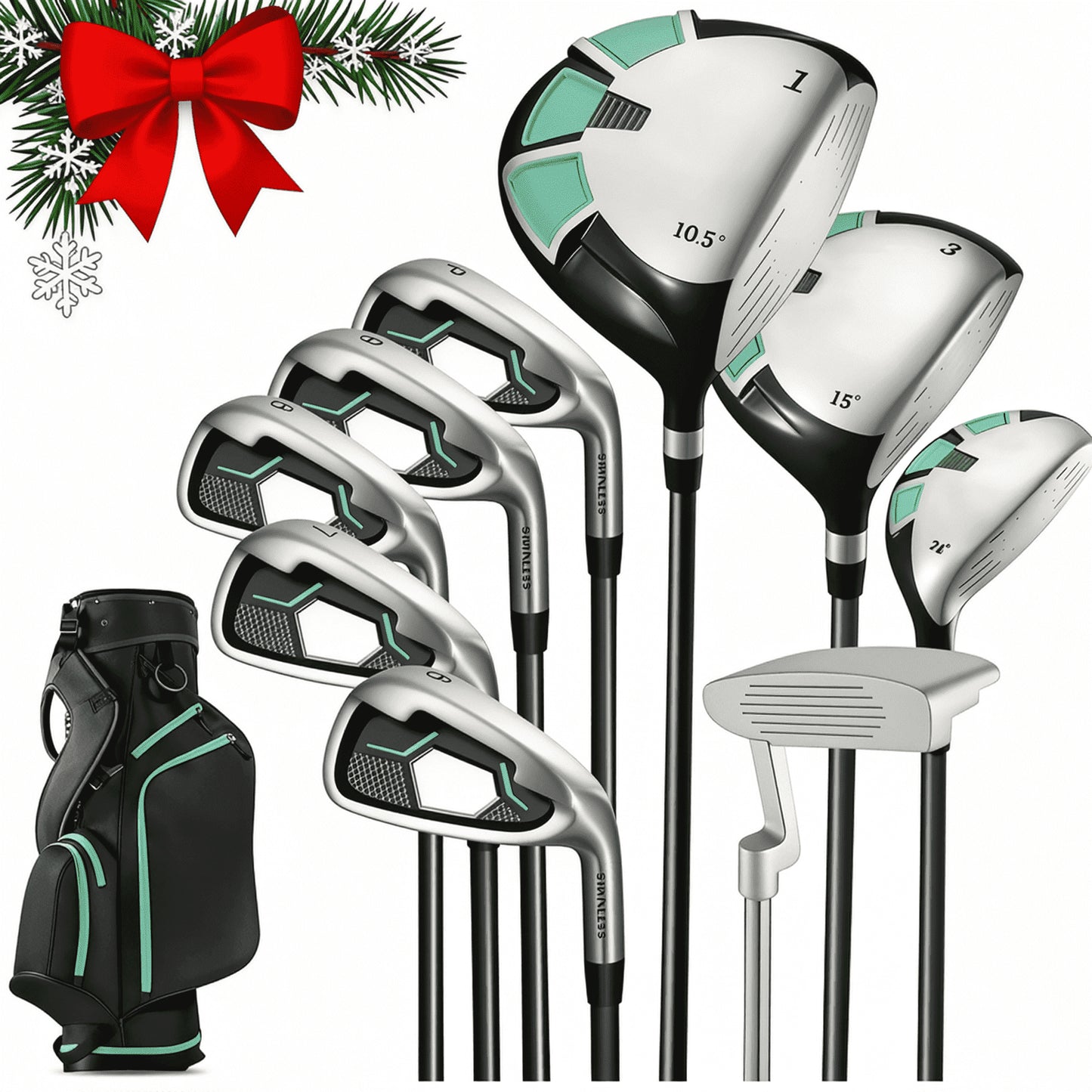 9-Piece Right-Handed Golf Club Set with Stand Bag and 3 Bonus Head Covers