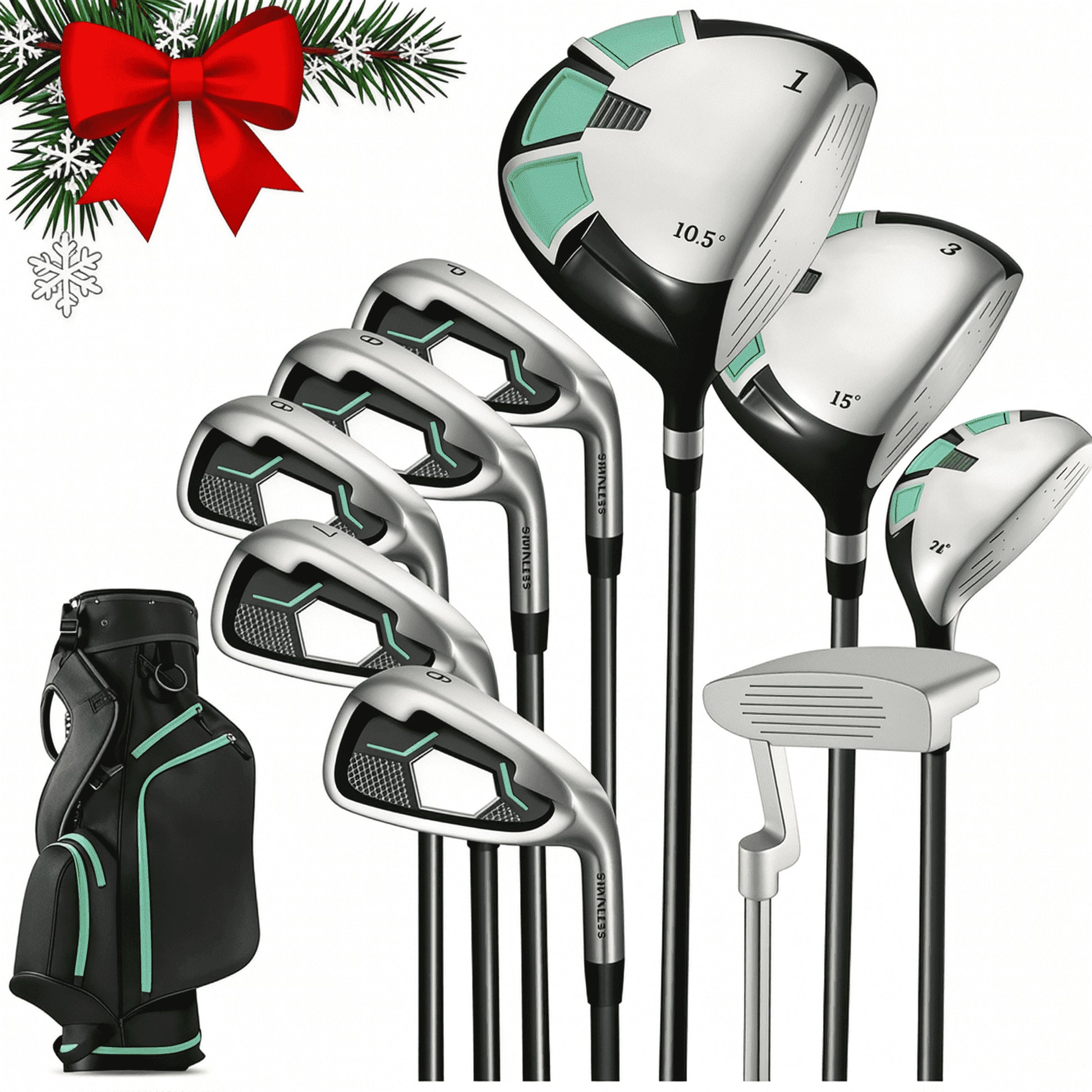 9-Piece Right-Handed Golf Club Set with Stand Bag and 3 Bonus Head Covers