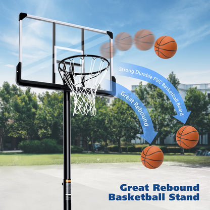44-Inch Portable Basketball Hoop System with Adjustable Height, Large Backboard, and Stable Base for Indoor and Outdoor Use for All Ages