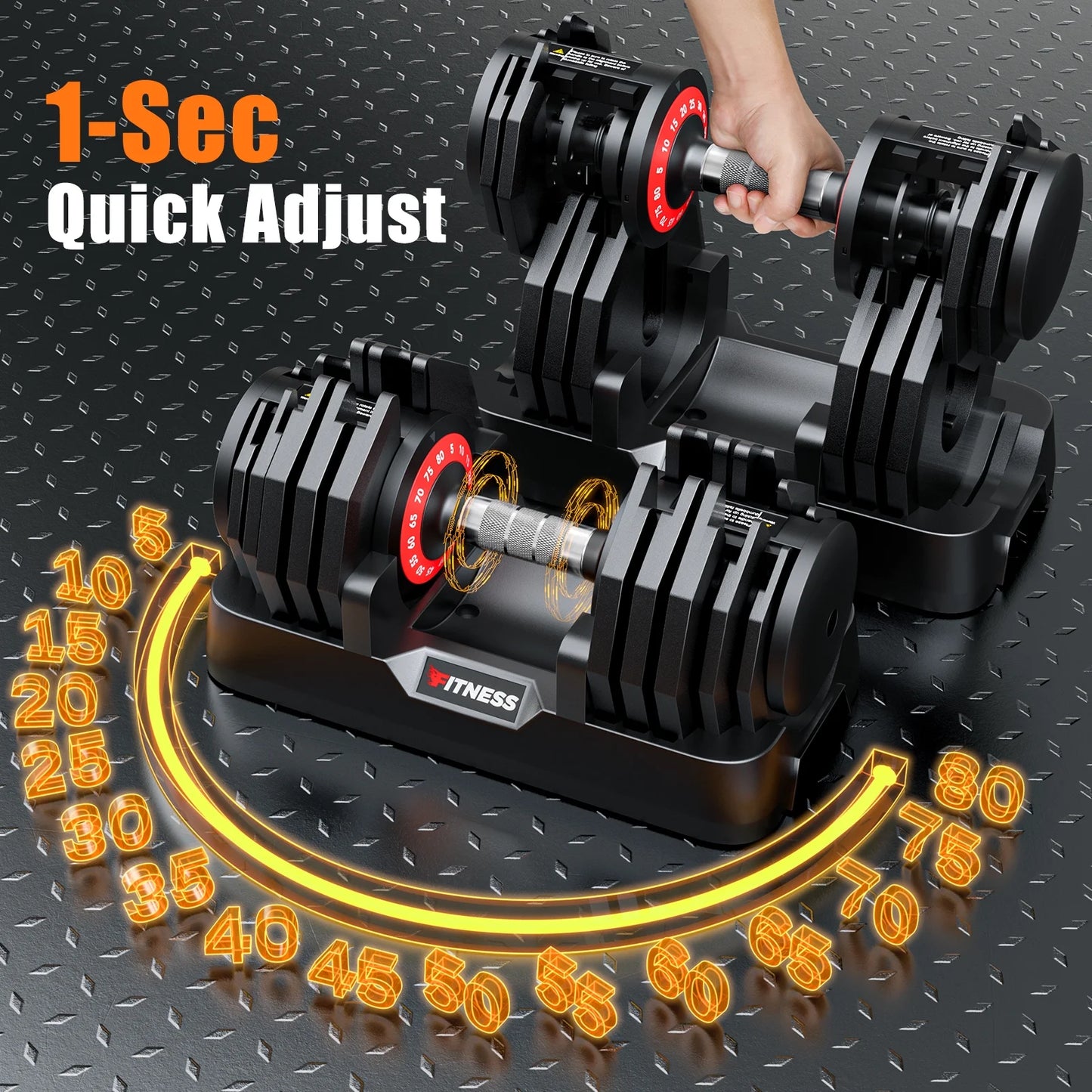 Adjustable Dumbbell Set, 160 lbs (80 lbs x 2), 16-in-1 Quick-Select Weight Range from 5 to 80 lbs for Comprehensive Home Workouts