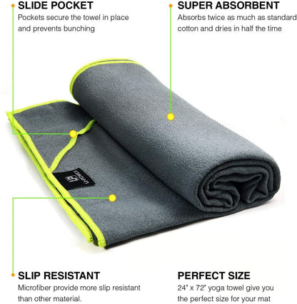 Premium Eco-Friendly Yoga Mat Towel - Non-Slip, Ultra-Soft, Sweat-Absorbent, Quick-Drying