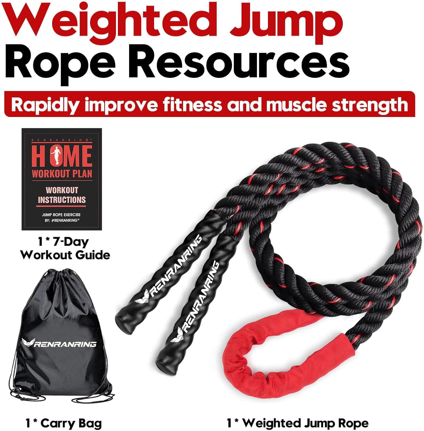 Weighted Jump Rope for Adults - 3Lb, 4Lb, and 5Lb Options for Enhanced Fitness and Strength Training, Ideal for Home Gym Workouts