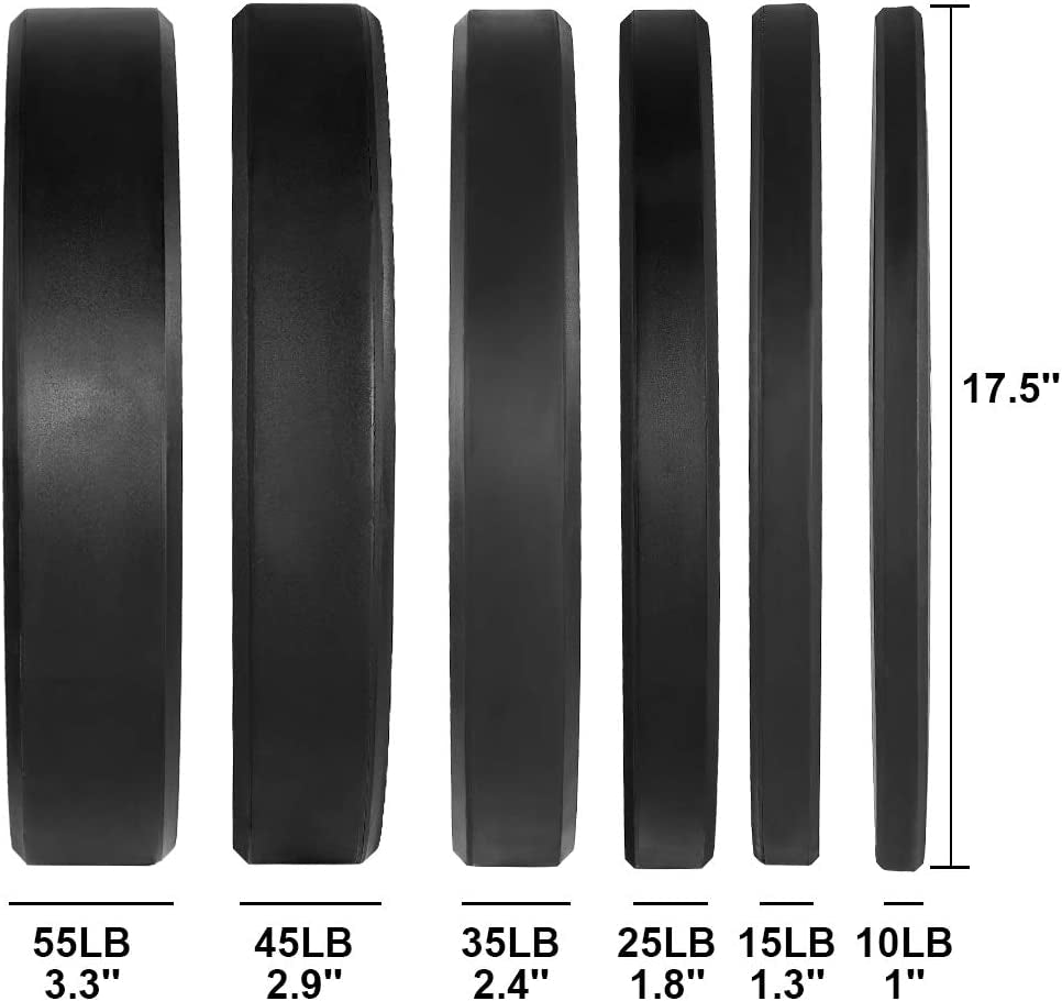 2-Inch Olympic Rubber Bumper Plates Set, Available in 10-650 lbs for Home Gym Strength Training and Weight Lifting, Multiple Color Options
