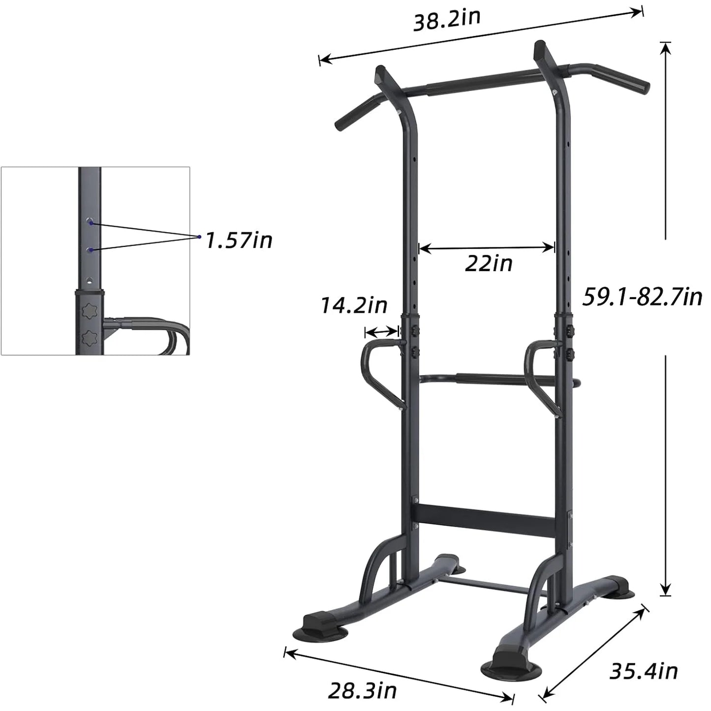 Multi-Function Power Tower Dip Station and Pull-Up Bar for Strength Training - Home and Office Gym Equipment, Black, 330 lbs Capacity
