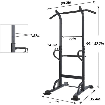 Multi-Function Power Tower Dip Station and Pull-Up Bar for Strength Training - Home and Office Gym Equipment, Black, 330 lbs Capacity