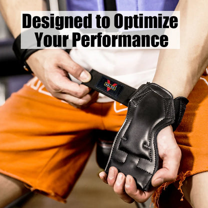Cowhide Weightlifting Gloves with Wrist Straps for Dumbbells and Barbells - Professional Fitness Gym Equipment