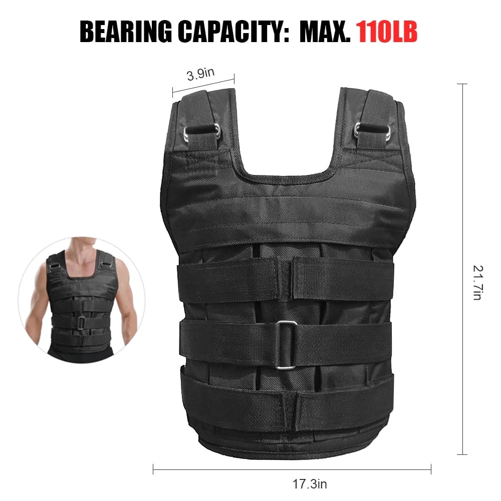 Adjustable Oxford Weighted Vest for Strength Training - 110LB Maximum Load (Weights Not Included)