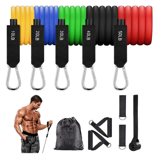 150 lbs Resistance Bands Set with Handles for Strength Training and Home Workouts for Men and Women