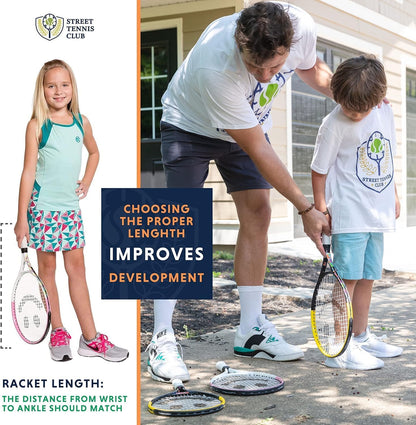Professional Youth Tennis Racket with Training Videos – Aluminum Construction and Neoprene Handle for Ages 5-12 – Enhance Skills and Performance