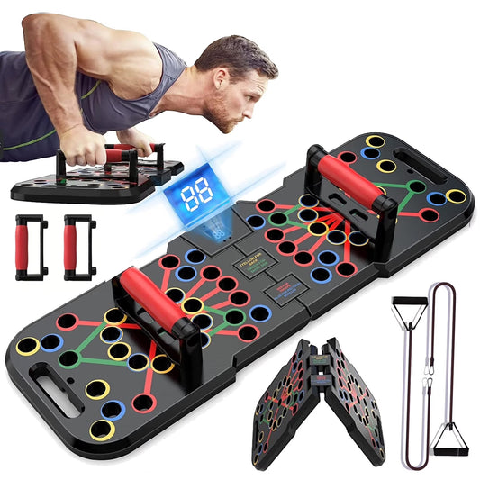 Professional Push-Up Board with Smart Counting Function, 60-in-1 Multi-Function Foldable and Portable Push-Up Bar, Ergonomic Push-Up Handles for Home and Gym Strength Training Equipment for Men
