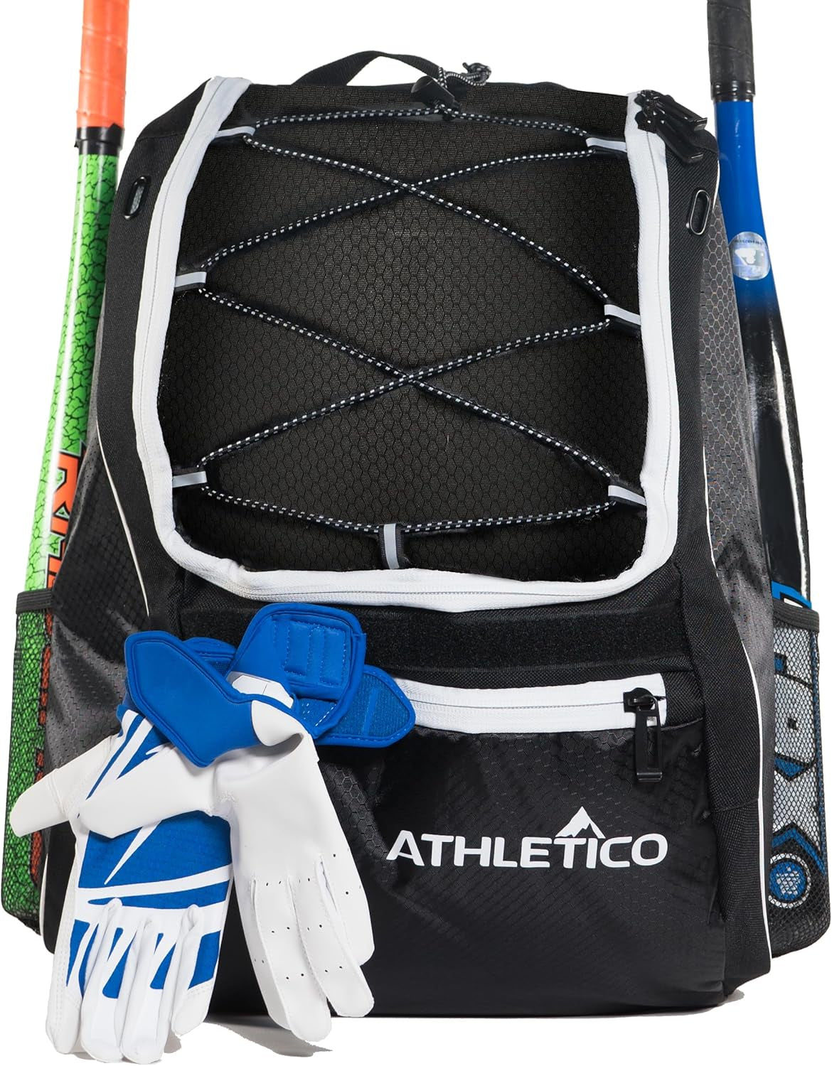 Baseball Bat Backpack - Versatile Gear Bag for Baseball, T-Ball, and Softball Equipment for All Ages | Accommodates Bat, Helmet, Glove, and Footwear | Includes Shoe Compartment and Fence Hook