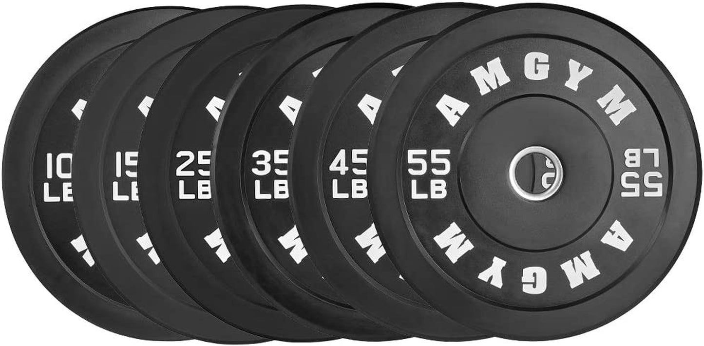 2-Inch Olympic Rubber Bumper Plates Set, Available in 10-650 lbs for Home Gym Strength Training and Weight Lifting, Multiple Color Options