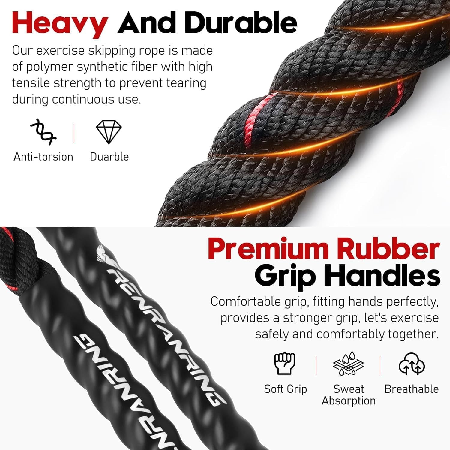 Weighted Jump Rope for Adults - 3Lb, 4Lb, and 5Lb Options for Enhanced Fitness and Strength Training, Ideal for Home Gym Workouts