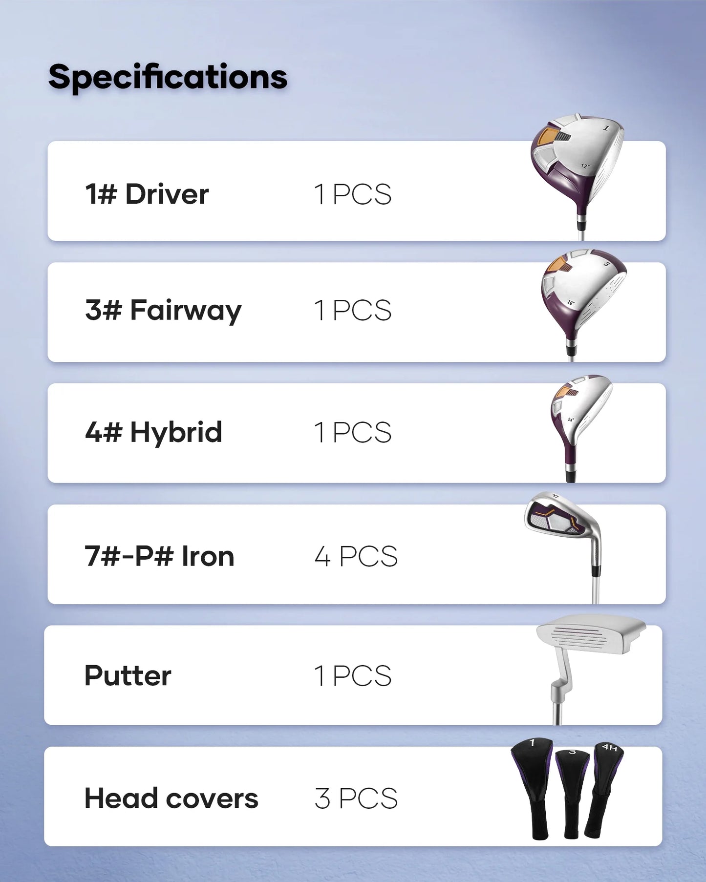 Comprehensive Golf Club Set: 8 Clubs for Men and Women with Right-Handed True Temper Steel Shafts, Putter, Stand Bag, and Bonus 3-Hybrid Head