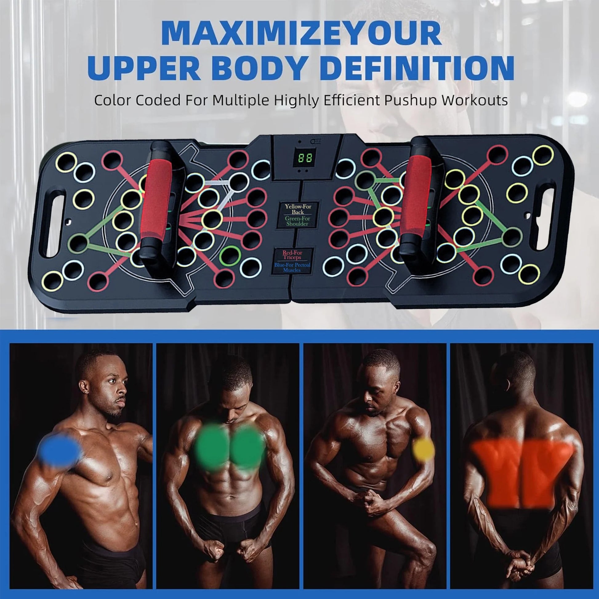 Professional Push-Up Board with Smart Counting Function, 60-in-1 Multi-Function Foldable and Portable Push-Up Bar, Ergonomic Push-Up Handles for Home and Gym Strength Training Equipment for Men